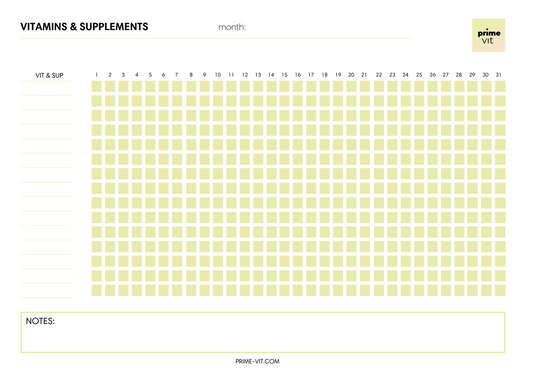 Monthly vitamins planner A4