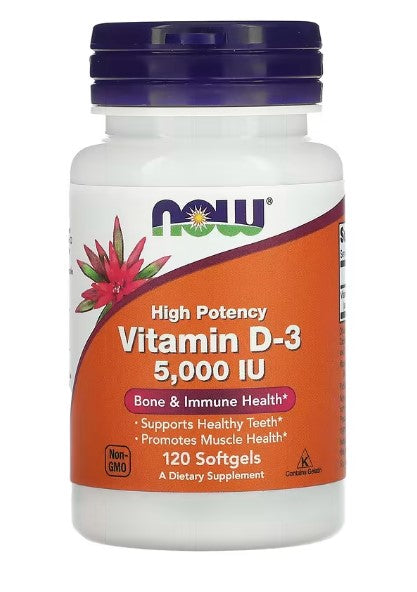 NOW Foods, Vitamin D-3, High Potency, 5,000 IU, 120 Softgels