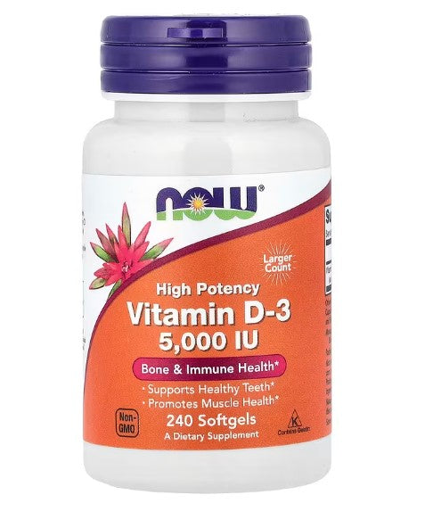 NOW Foods, Vitamin D-3, High Potency, 5,000 IU, 240 Softgels