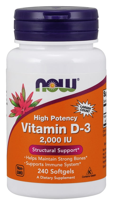 NOW Foods, Vitamin D-3, High Potency, 2,000 IU, 240 Softgels