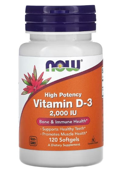 NOW Foods, Vitamin D-3, High Potency, 2,000 IU, 120 Softgels