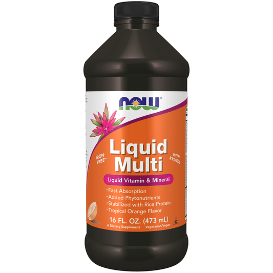 Liquid Multi Tropical Orange (Iron Free) NOW Foods 473 ml