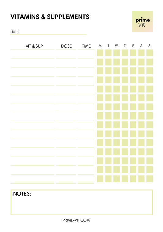 Weekly Vitamins planner A4